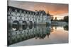 Chenonceau castle reflected on the Loire at sunset, Chenonceaux, Indre-et-Loire, Loire Valley, Cent-Francesco Vaninetti-Stretched Canvas