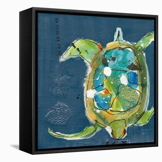Chentes Turtle on Blue-Kellie Day-Framed Stretched Canvas