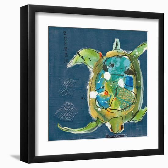 Chentes Turtle on Blue-Kellie Day-Framed Art Print