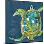 Chentes Turtle on Blue-Kellie Day-Mounted Art Print