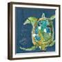 Chentes Turtle on Blue-Kellie Day-Framed Art Print