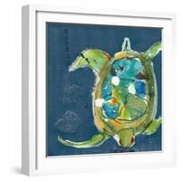 Chentes Turtle on Blue-Kellie Day-Framed Art Print