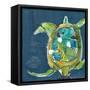 Chentes Turtle on Blue-Kellie Day-Framed Stretched Canvas