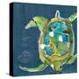 Chentes Turtle on Blue-Kellie Day-Stretched Canvas