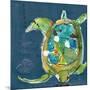 Chentes Turtle on Blue-Kellie Day-Mounted Art Print