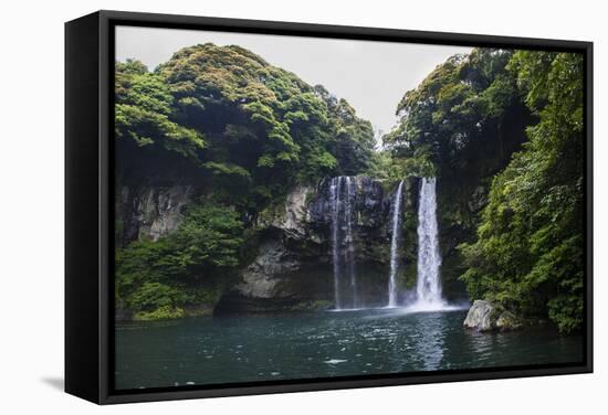 Cheonjiyeon Pokpo Waterfall, Island of Jejudo, UNESCO World Heritage Site, South Korea, Asia-Michael-Framed Stretched Canvas