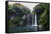 Cheonjiyeon Pokpo Waterfall, Island of Jejudo, UNESCO World Heritage Site, South Korea, Asia-Michael-Framed Stretched Canvas
