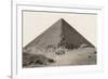 Cheops Pyramid and Camels-null-Framed Art Print