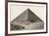 Cheops Pyramid and Camels-null-Framed Art Print