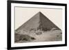 Cheops Pyramid and Camels-null-Framed Art Print