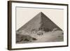 Cheops Pyramid and Camels-null-Framed Art Print