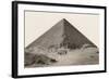 Cheops Pyramid and Camels-null-Framed Art Print