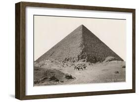 Cheops Pyramid and Camels-null-Framed Art Print