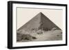 Cheops Pyramid and Camels-null-Framed Art Print