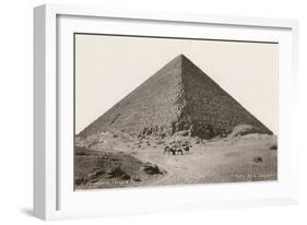 Cheops Pyramid and Camels-null-Framed Art Print