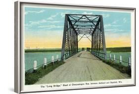 Chequamegon Bay, Wisconsin - Long Bridge Between Ashland and Bayfield-Lantern Press-Framed Art Print