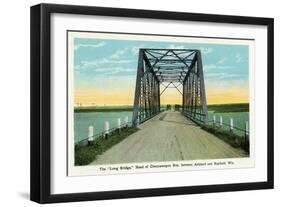 Chequamegon Bay, Wisconsin - Long Bridge Between Ashland and Bayfield-Lantern Press-Framed Art Print