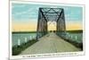 Chequamegon Bay, Wisconsin - Long Bridge Between Ashland and Bayfield-Lantern Press-Mounted Art Print