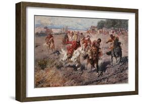 Cherkess Celebrating the End of Muharram with the Equestrian Sport of the Dash for the Prize Lamb-Franz Roubaud-Framed Giclee Print