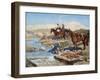 Cherkessian Horseman Crossing the River-Franz Roubaud-Framed Giclee Print
