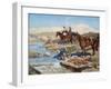 Cherkessian Horseman Crossing the River-Franz Roubaud-Framed Giclee Print