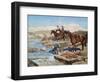 Cherkessian Horseman Crossing the River-Franz Roubaud-Framed Giclee Print