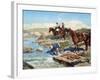 Cherkessian Horsemen Crossing the River-Franz Roubaud-Framed Giclee Print