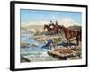 Cherkessian Horsemen Crossing the River-Franz Roubaud-Framed Giclee Print
