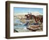 Cherkessian Horsemen Crossing the River-Franz Roubaud-Framed Premium Giclee Print