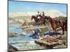 Cherkessian Horsemen Crossing the River-Franz Roubaud-Mounted Premium Giclee Print