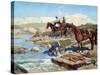 Cherkessian Horsemen Crossing the River-Franz Roubaud-Stretched Canvas