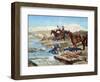 Cherkessian Horsemen Crossing the River-Franz Roubaud-Framed Giclee Print