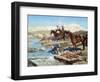 Cherkessian Horsemen Crossing the River-Franz Roubaud-Framed Giclee Print