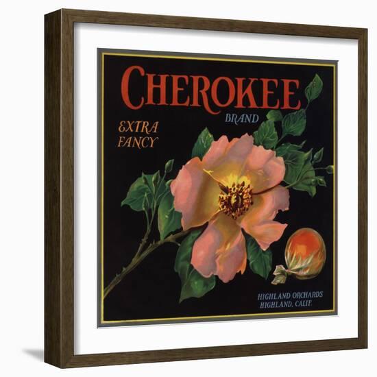 Cherokee Brand - Highland, California - Citrus Crate Label-Lantern Press-Framed Art Print