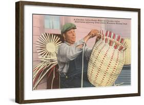 Cherokee Indian Basket Weaver, North Carolina-null-Framed Art Print