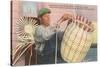 Cherokee Indian Basket Weaver, North Carolina-null-Stretched Canvas