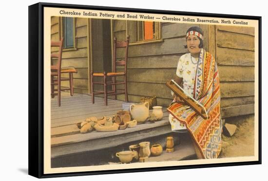 Cherokee Indian with Pottery, North Carolina-null-Framed Stretched Canvas