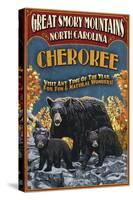 Cherokee, North Carolina - Black Bear Vintage Sign-Lantern Press-Stretched Canvas