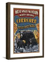 Cherokee, North Carolina - Black Bear Vintage Sign-Lantern Press-Framed Art Print