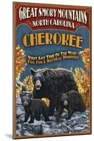 Cherokee, North Carolina - Black Bear Vintage Sign-Lantern Press-Mounted Art Print