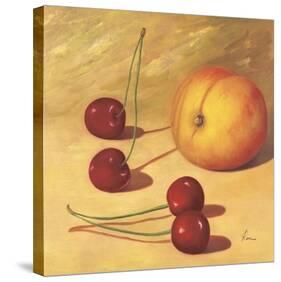 Cherries And A Peach-Roa-Stretched Canvas