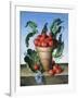 Cherries in Terracotta with Blue Flower-Amelia Kleiser-Framed Giclee Print