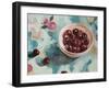 Cherries on Tablecloth-Jenny Westenhofer-Framed Art Print