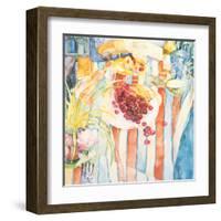 Cherries on White Plate-Unknown Trevena-Framed Art Print