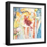 Cherries on White Plate-Unknown Trevena-Framed Art Print