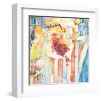 Cherries on White Plate-Unknown Trevena-Framed Art Print