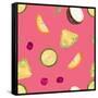 Cherries Pattern on Pink-Nola James-Framed Stretched Canvas