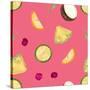 Cherries Pattern on Pink-Nola James-Stretched Canvas