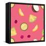 Cherries Pattern on Pink-Nola James-Framed Stretched Canvas