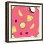 Cherries Pattern on Pink-Nola James-Framed Art Print